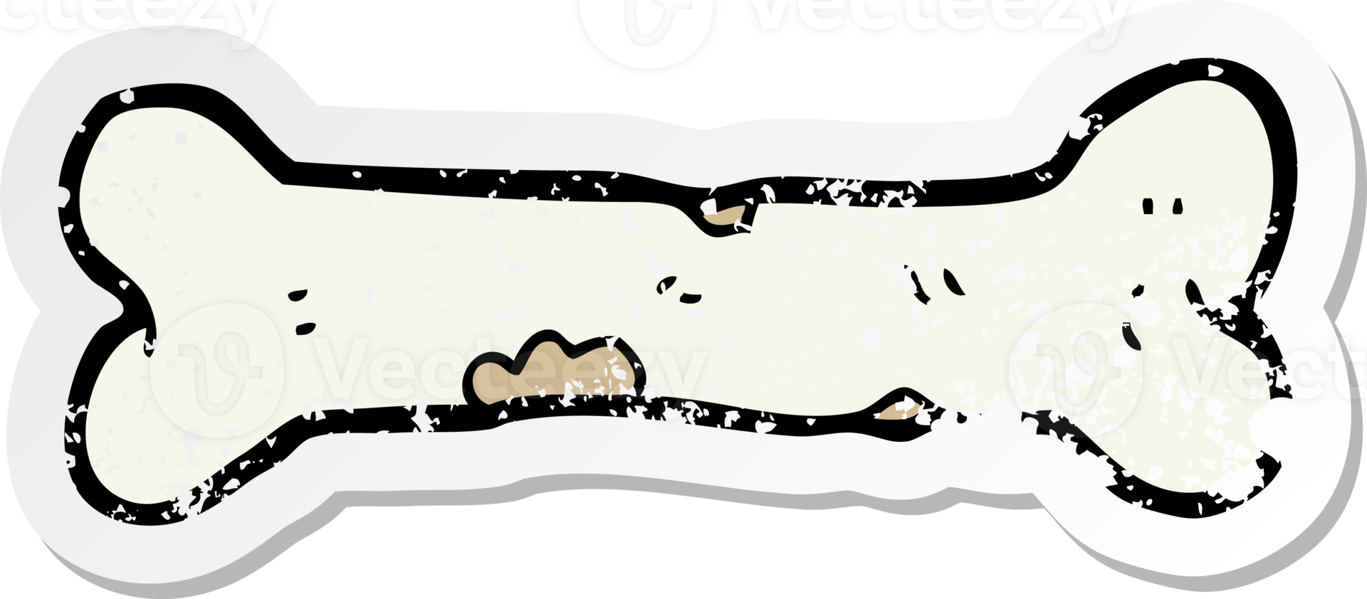 distressed sticker of a cartoon bone png