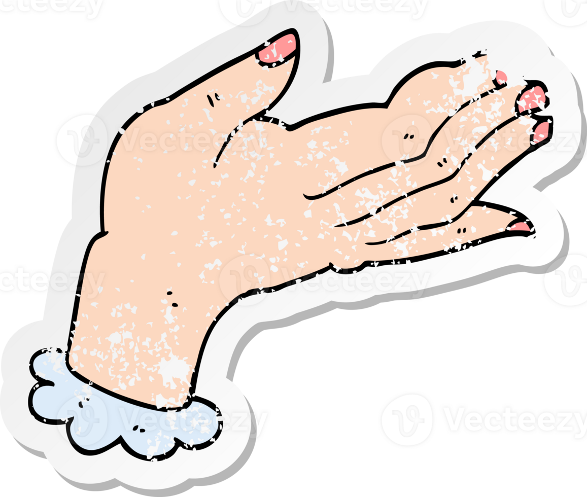 distressed sticker of a cartoon hand png