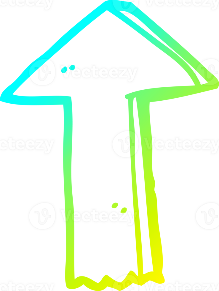 cold gradient line drawing of a cartoon arrow png
