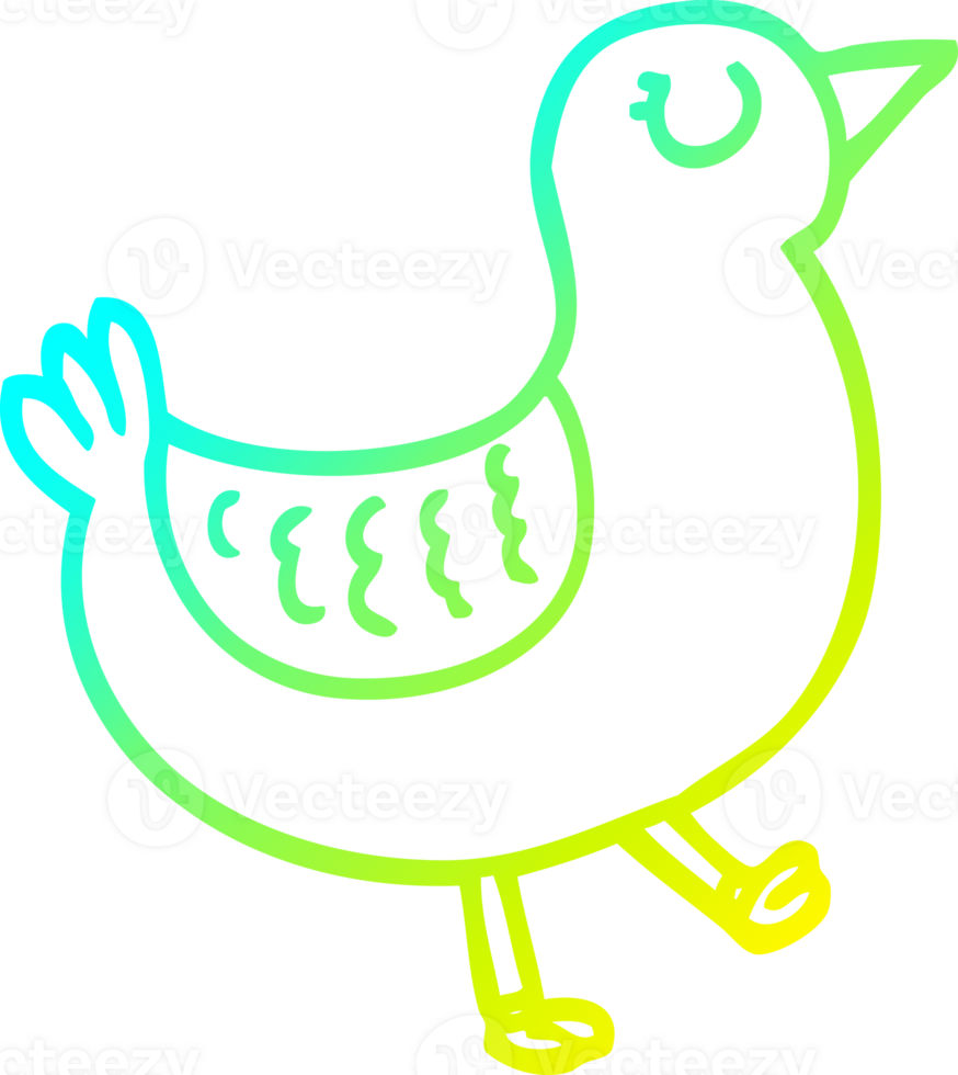 cold gradient line drawing of a cartoon bird png