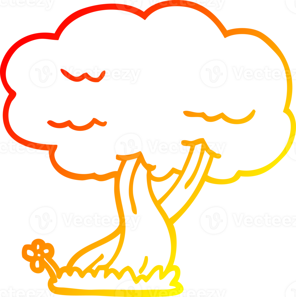warm gradient line drawing of a cartoon tree png