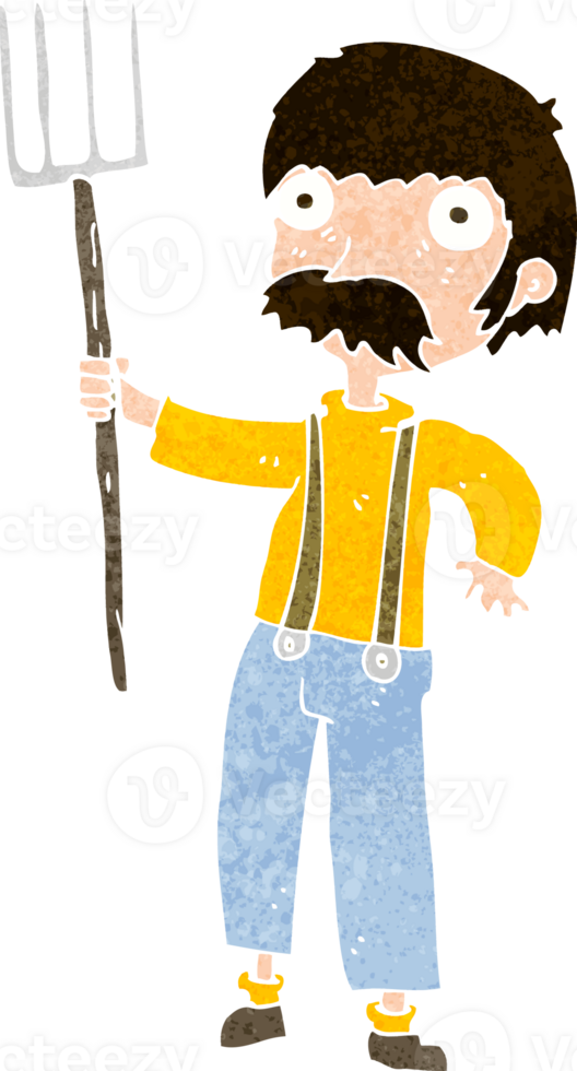 cartoon farmer with pitchfork png