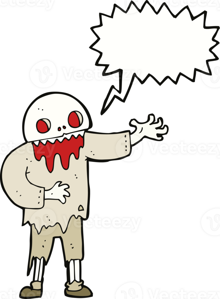 cartoon spooky zombie with speech bubble png