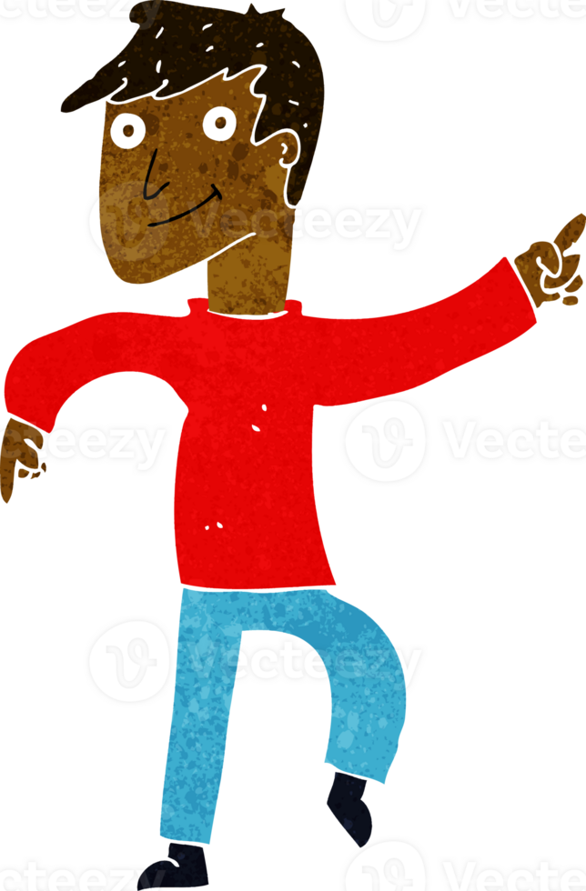cartoon happy man pointing png