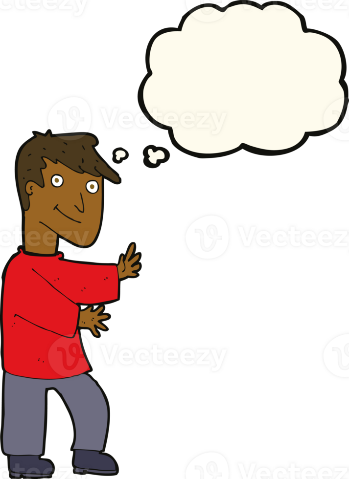 cartoon happy man with thought bubble png