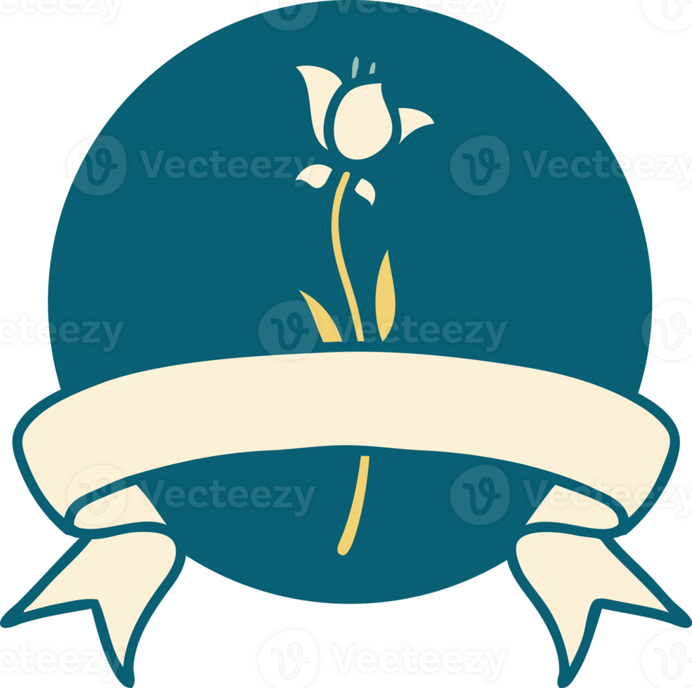 tattoo style icon with banner of a lily png