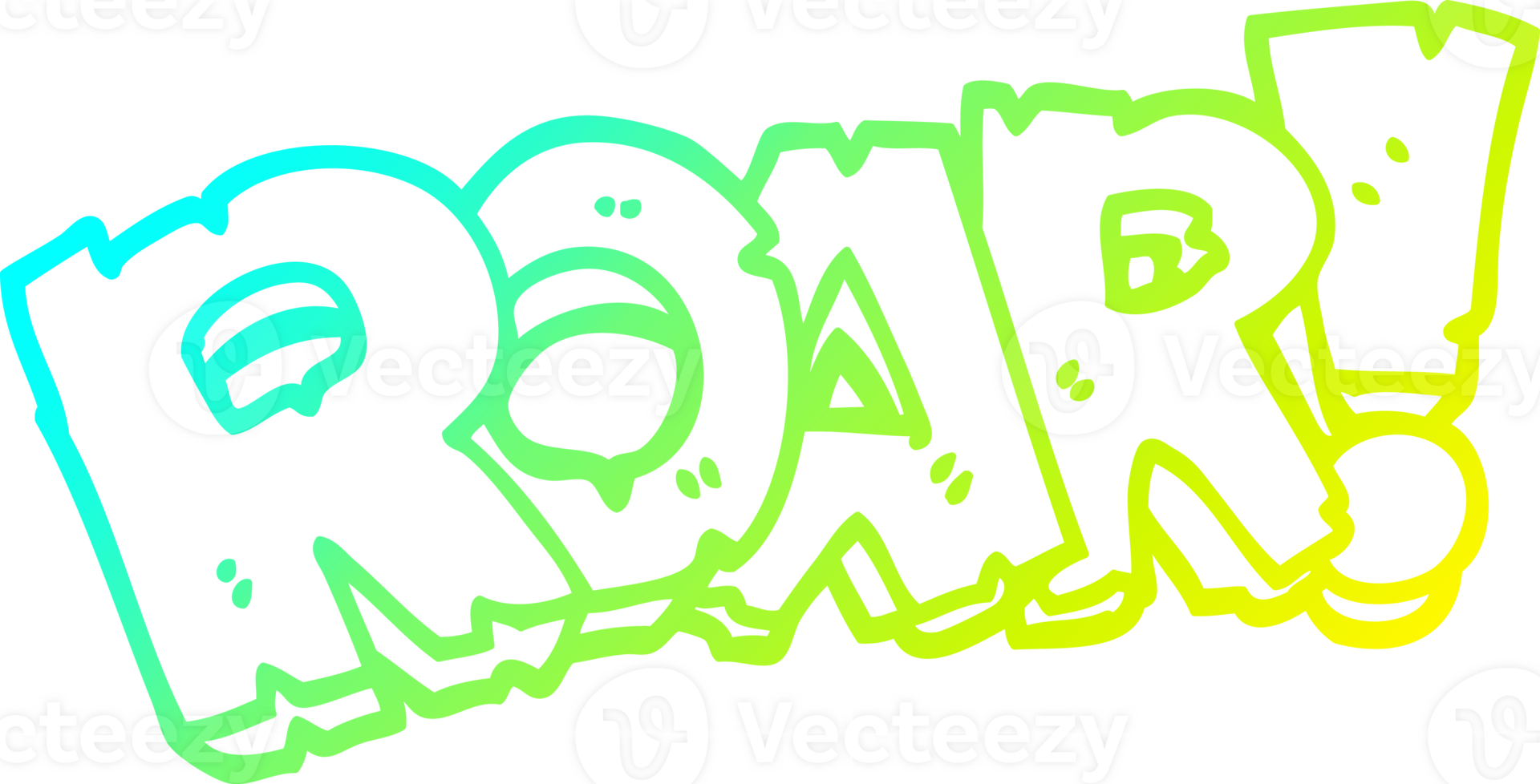 cold gradient line drawing of a cartoon roar sign png