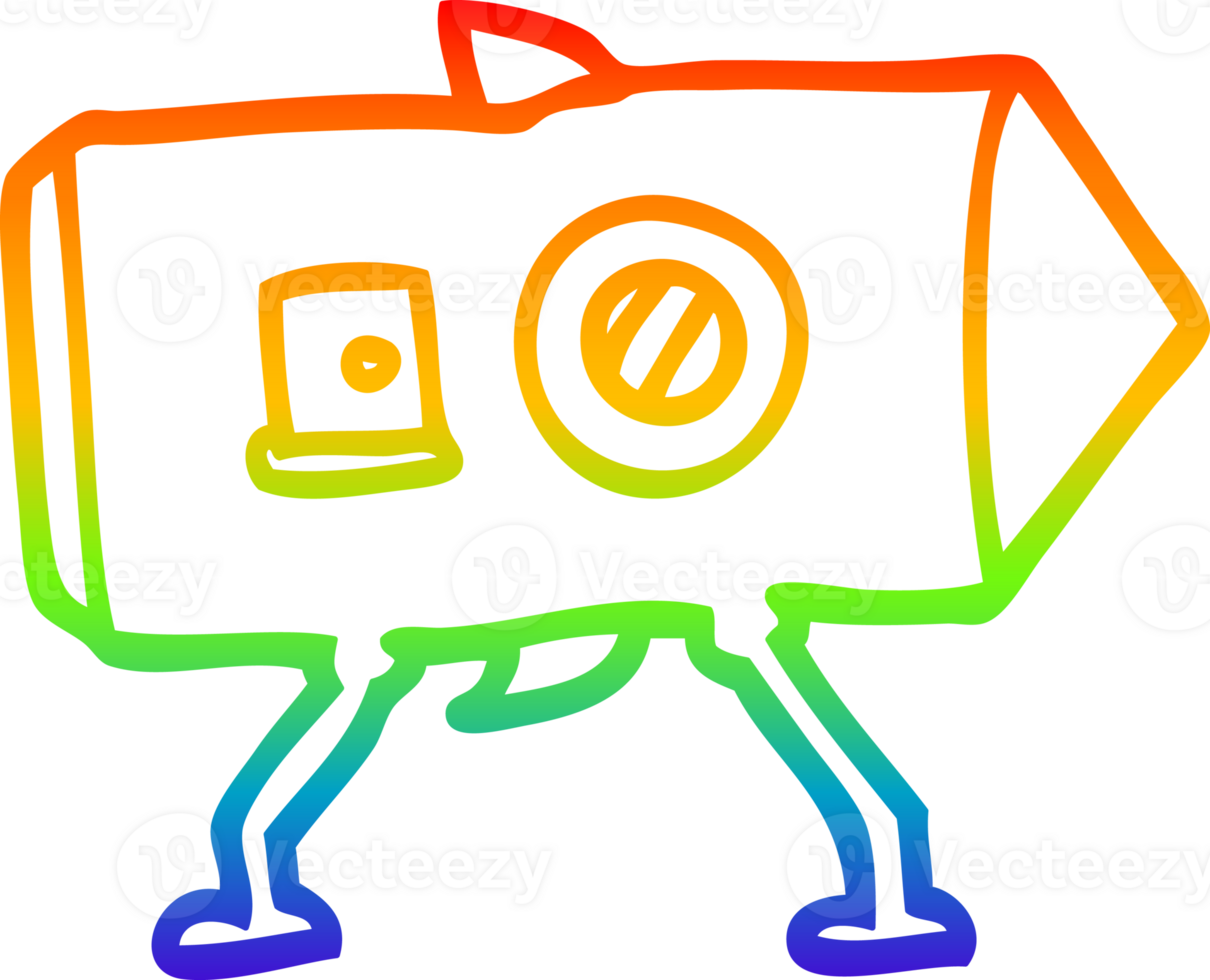 rainbow gradient line drawing of a cartoon landing spaceship png