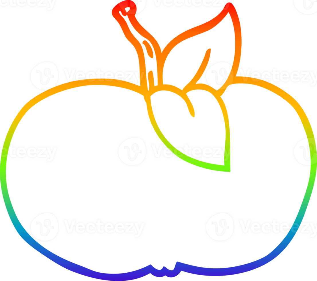 rainbow gradient line drawing of a cartoon juicy apple png