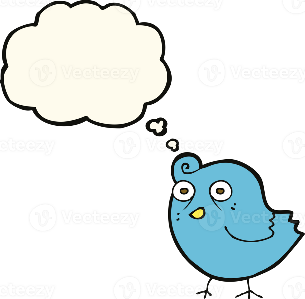 funny cartoon bird with thought bubble png