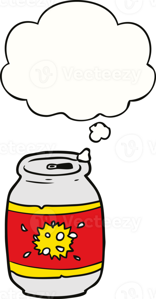 cartoon soda can with thought bubble png