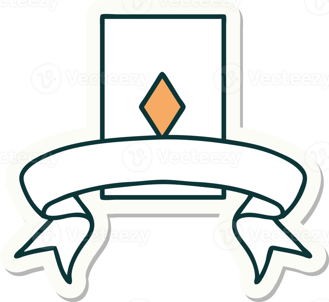 tattoo style sticker with banner of the ace of diamonds png