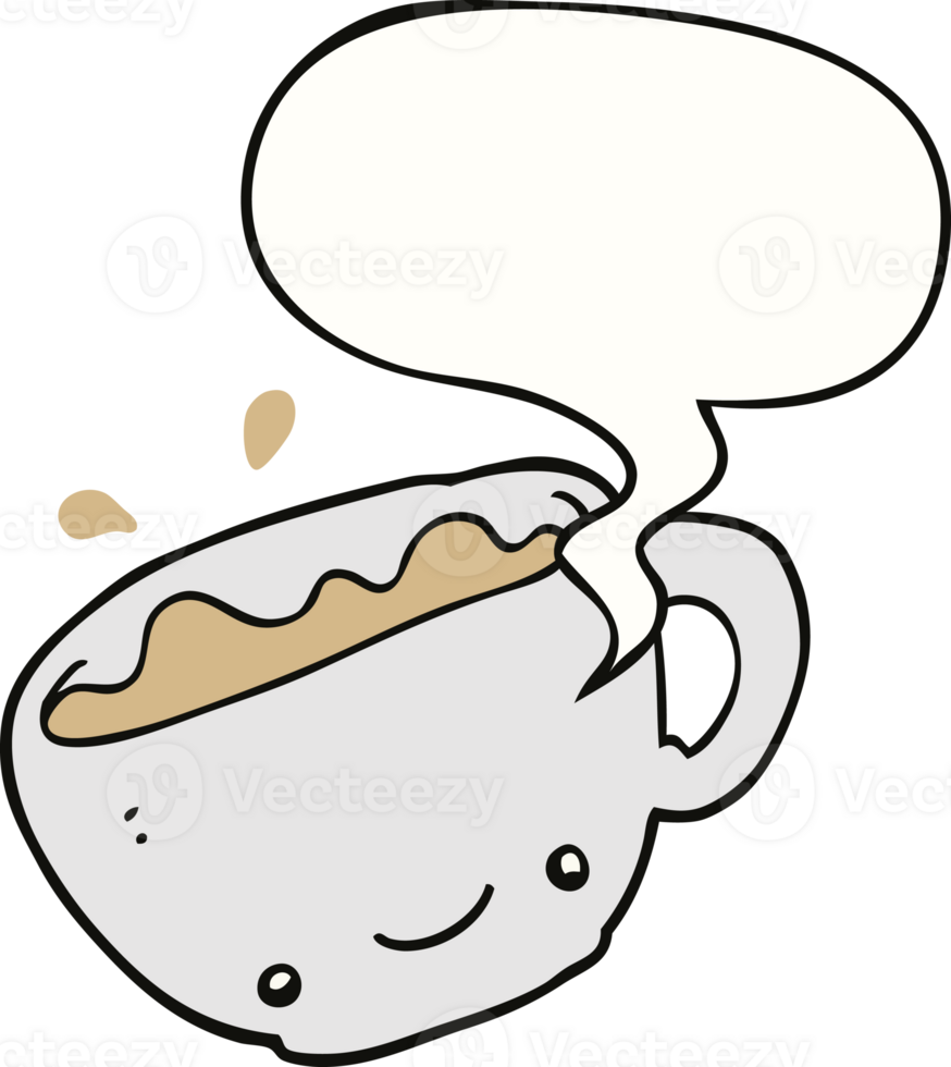 cartoon cup of coffee with speech bubble png
