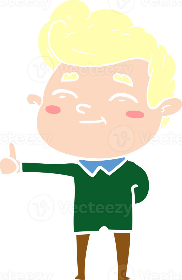 happy flat color style cartoon man png