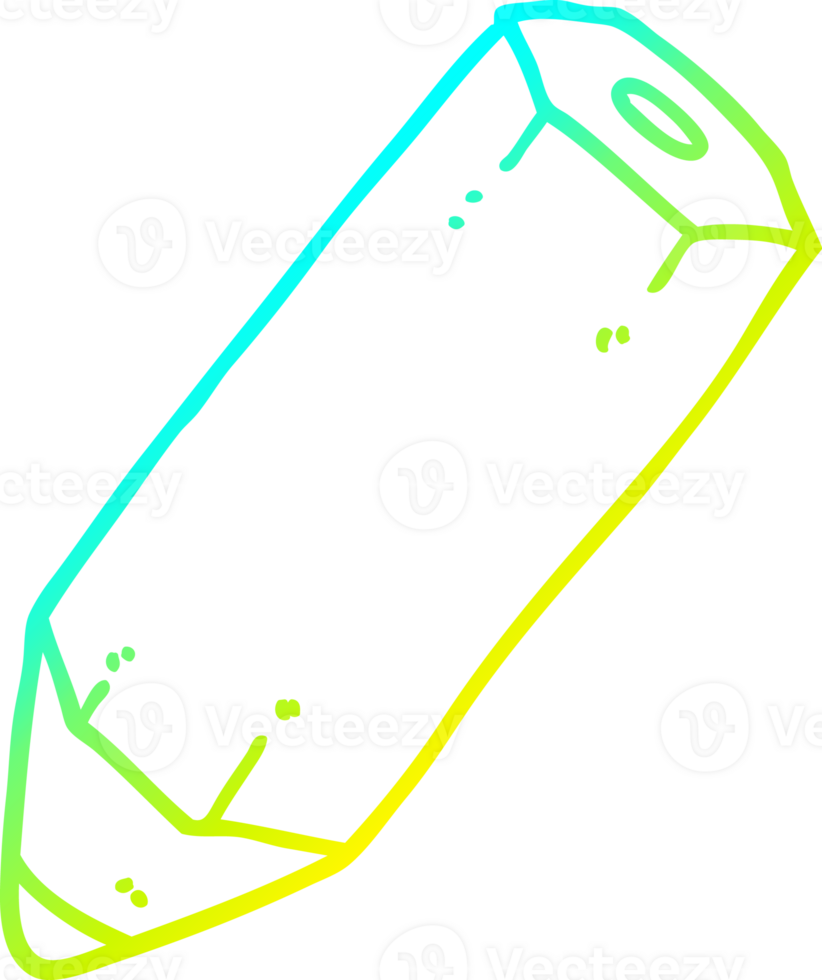cold gradient line drawing of a cartoon pencil png