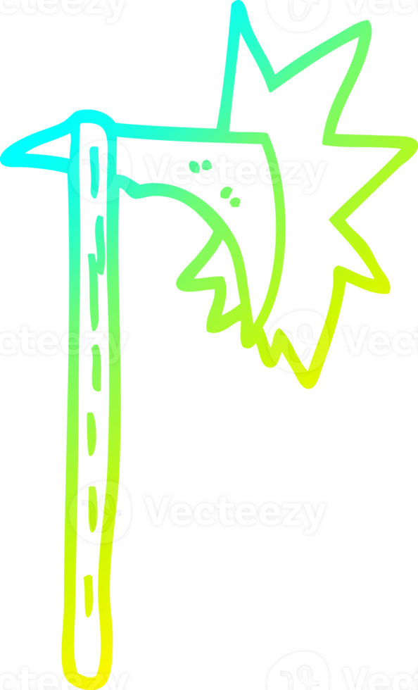 cold gradient line drawing of a cartoon sharp axe png