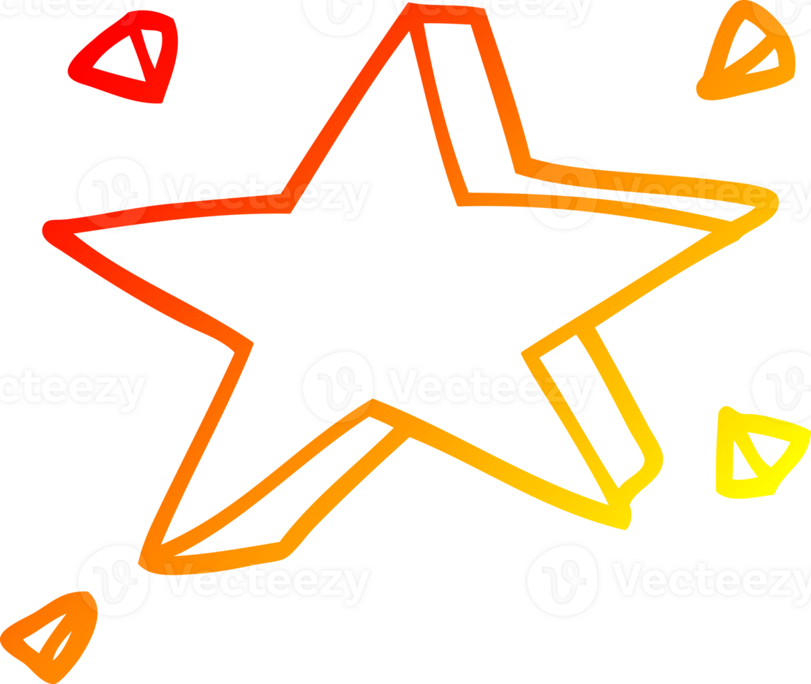 warm gradient line drawing of a cartoon yellow stars png