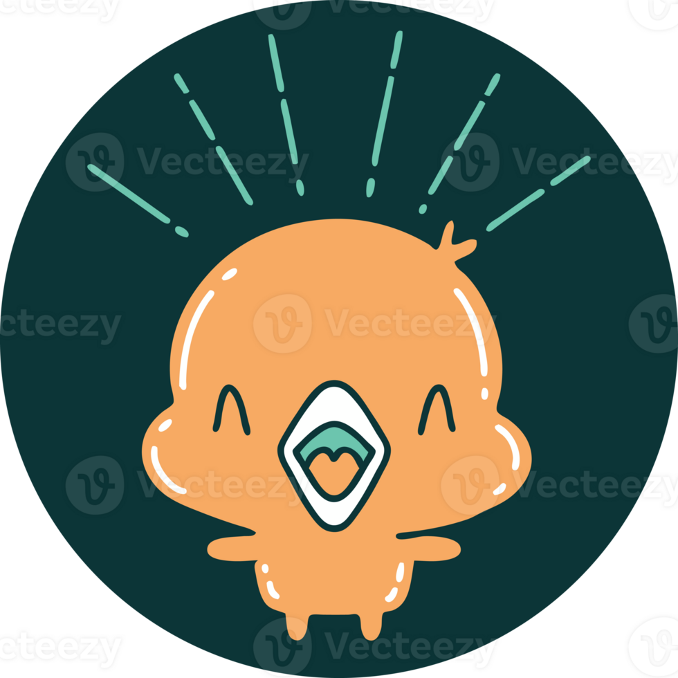 icon of a tattoo style singing chick png