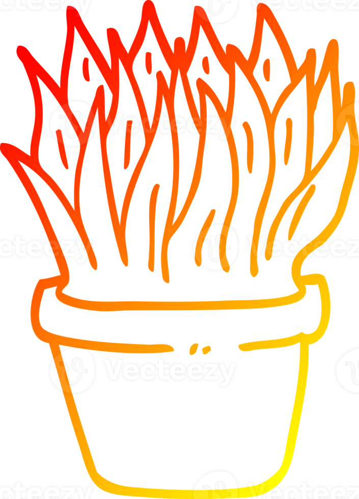 warm gradient line drawing of a cartoon house plant png