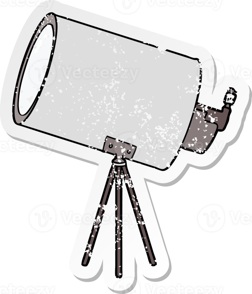 distressed sticker of a cartoon big telescope png