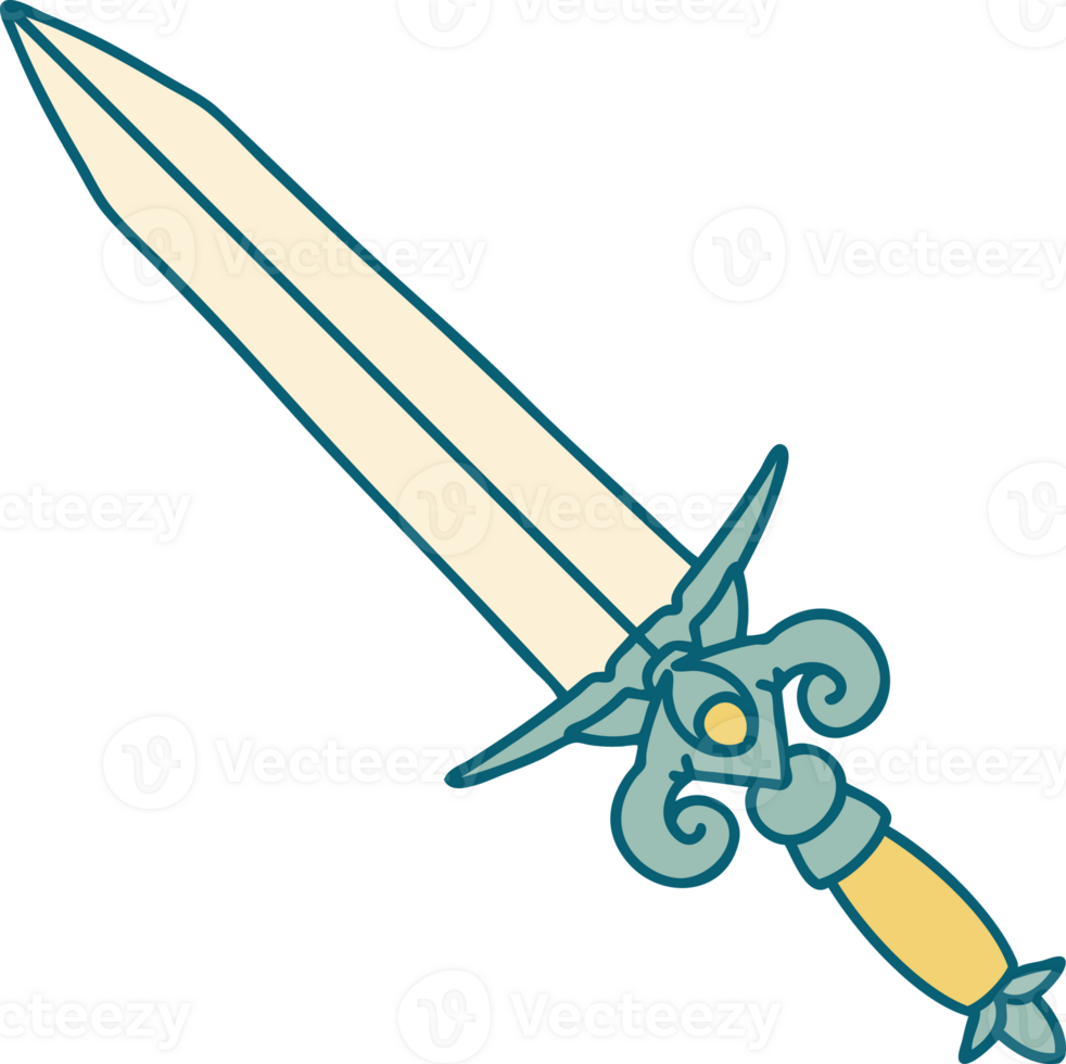 iconic tattoo style image of a dagger png