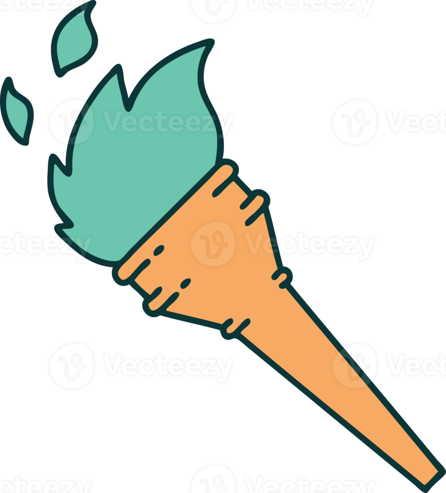 iconic tattoo style image of a lit torch png