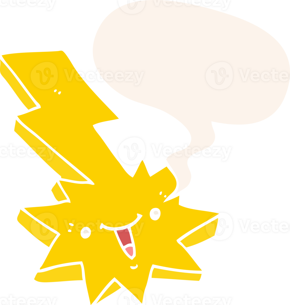 cartoon lightning strike with speech bubble in retro style png