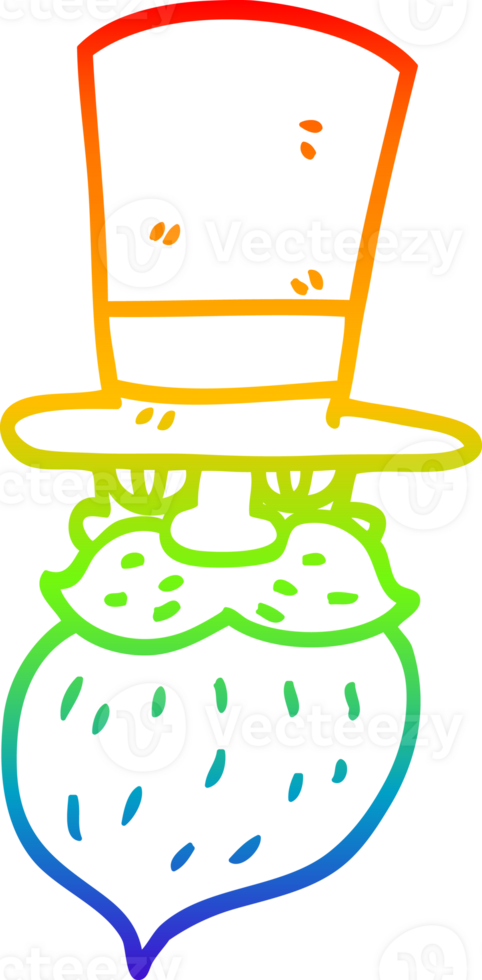 rainbow gradient line drawing of a cartoon man in top hat png