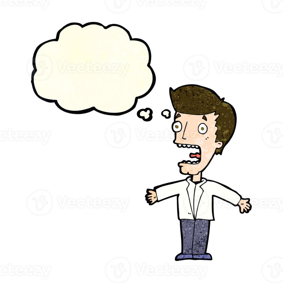 cartoon screaming man with thought bubble png