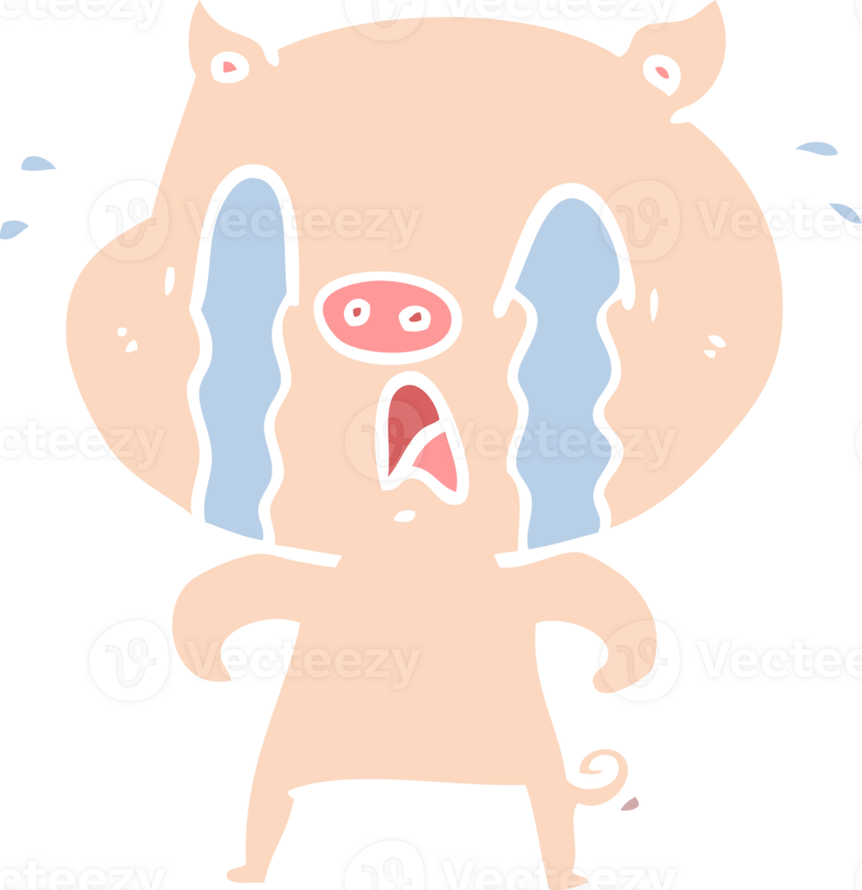 crying pig flat color style cartoon png