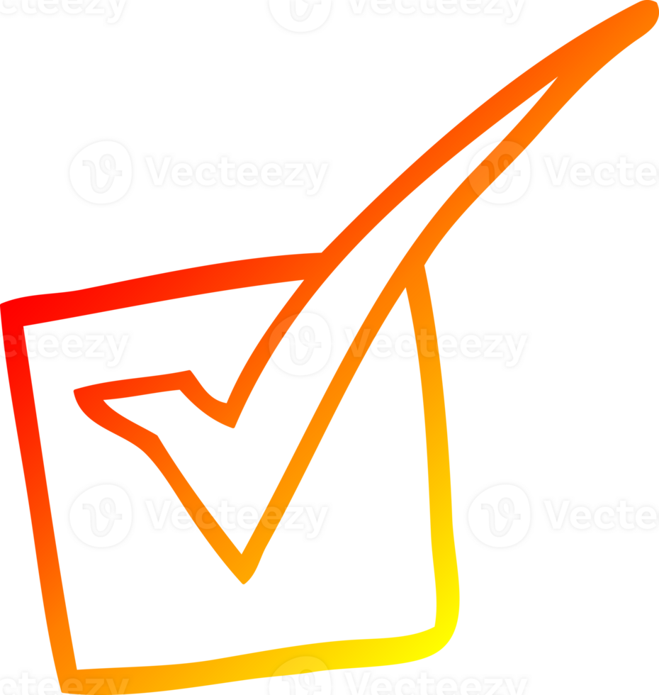 warm gradient line drawing of a cartoon tick mark png