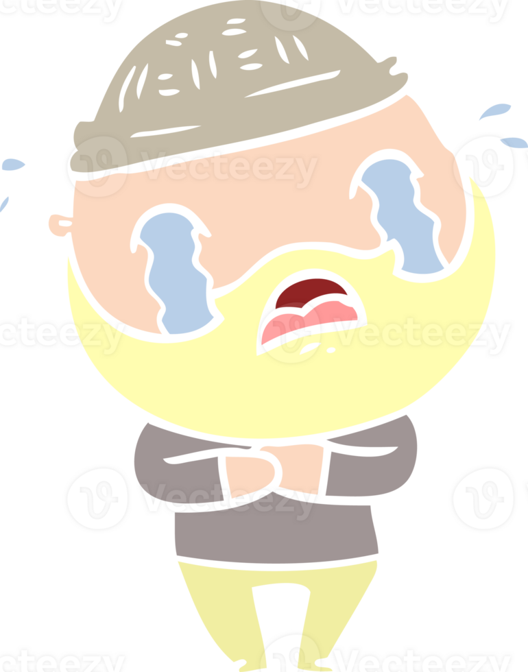 flat color style cartoon bearded man crying png