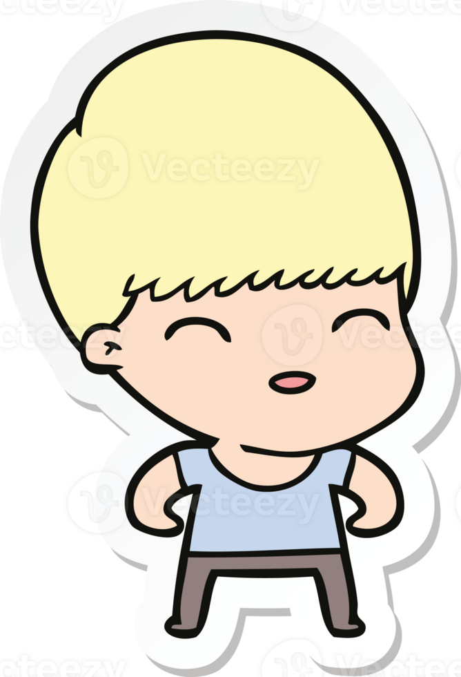 sticker of a happy cartoon boy png