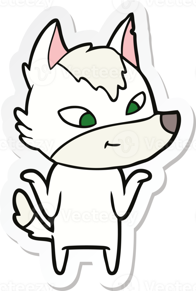sticker of a friendly cartoon wolf png