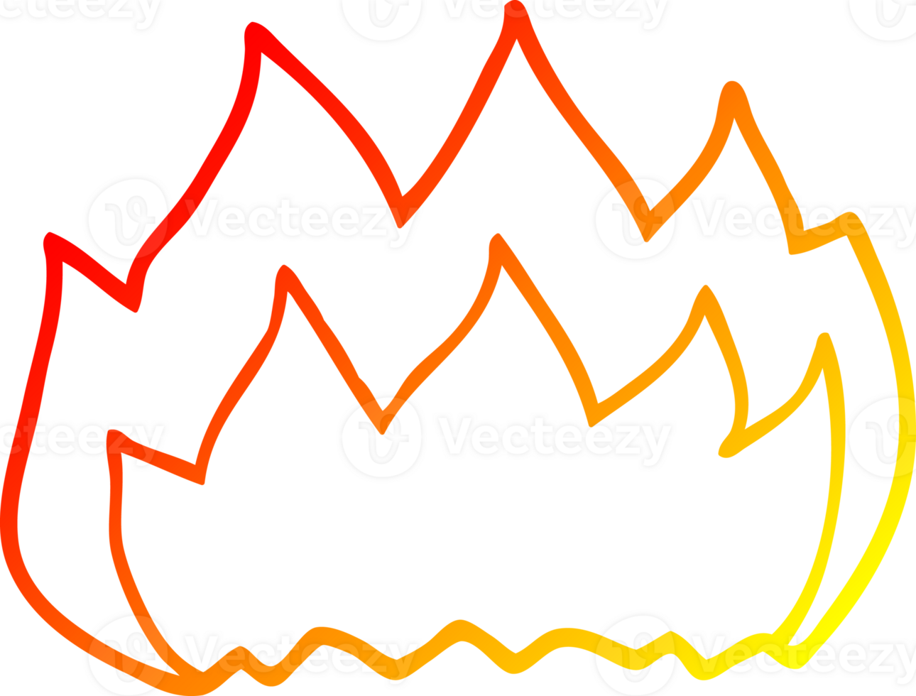 warm gradient line drawing of a cartoon hot flame png