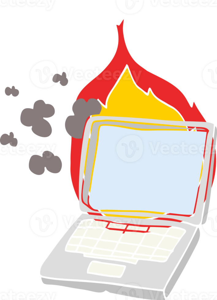 flat color style cartoon broken laptop computer png