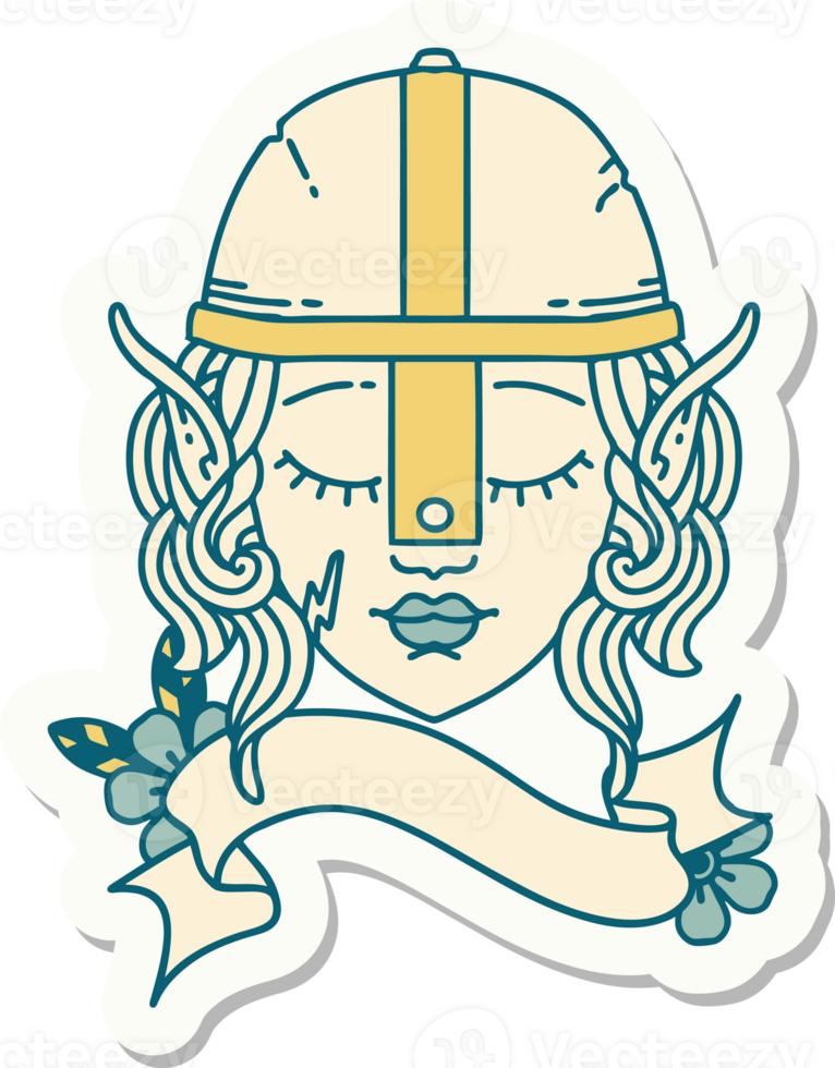 sticker of a elf fighter character face png