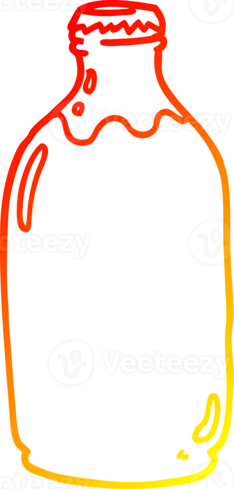 warm gradient line drawing of a cartoon milk bottle png