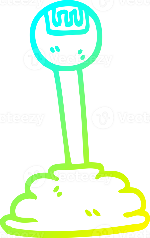 cold gradient line drawing of a cartoon gear stick png