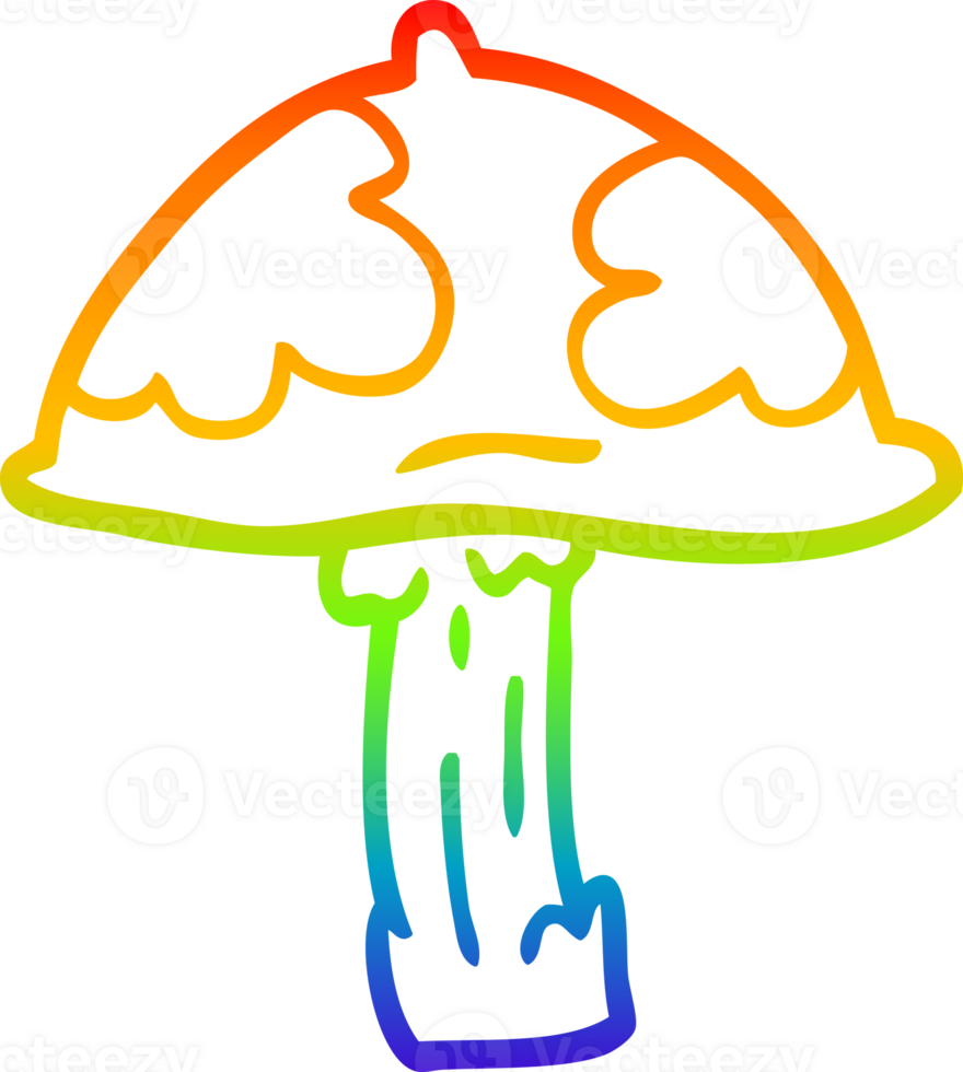 rainbow gradient line drawing of a cartoon wild mushroom png