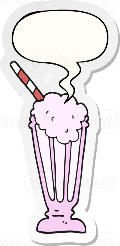 cartoon milkshake with speech bubble sticker png