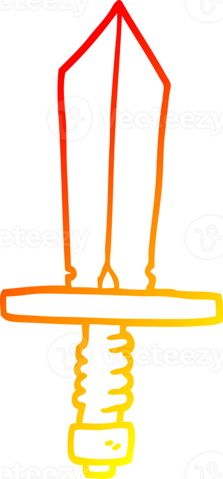 warm gradient line drawing of a cartoon of an old bronze sword png