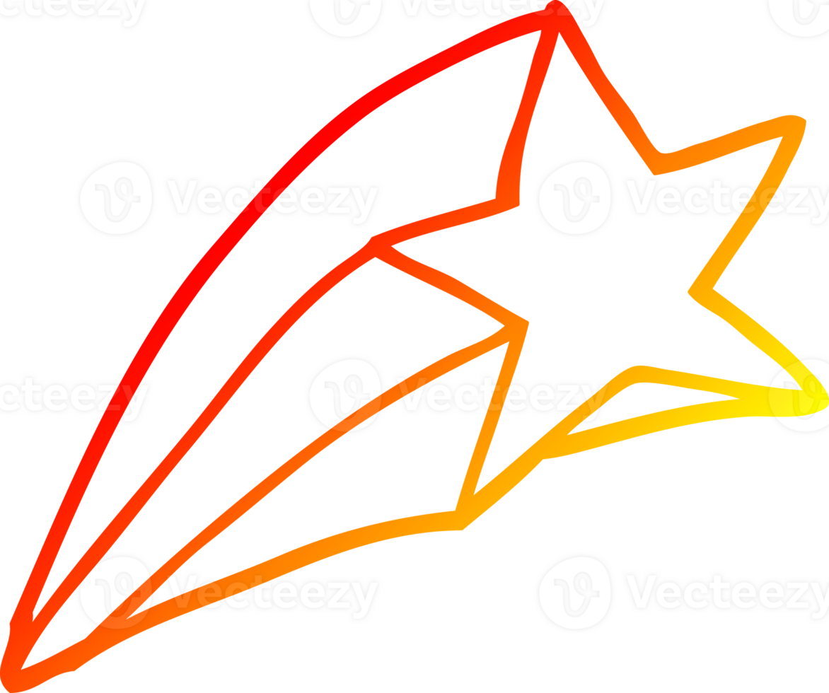 warm gradient line drawing of a cartoon shooting star png