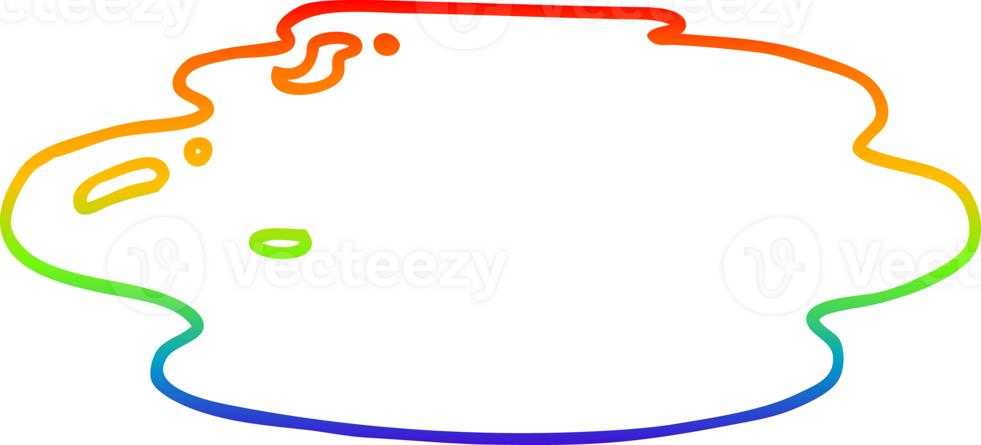 rainbow gradient line drawing of a cartoon puddle of water png
