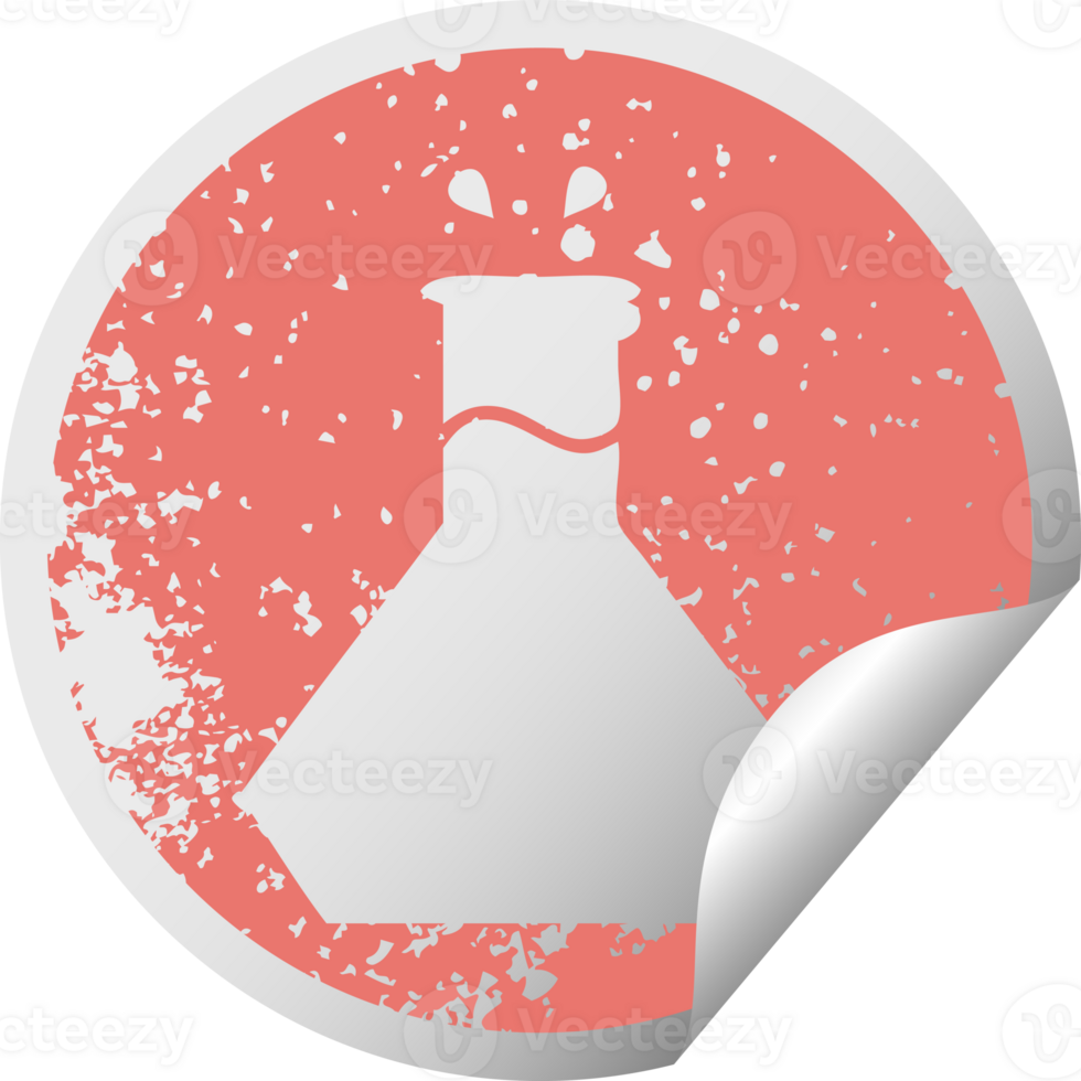 distressed circular peeling sticker symbol of a science experiment png