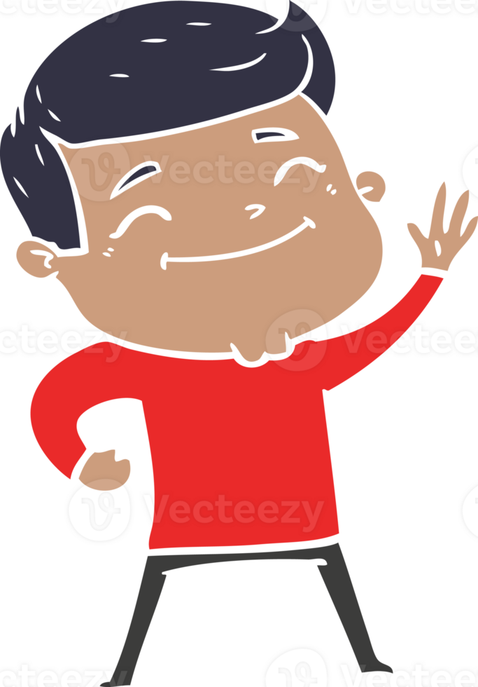 happy flat color style cartoon man png