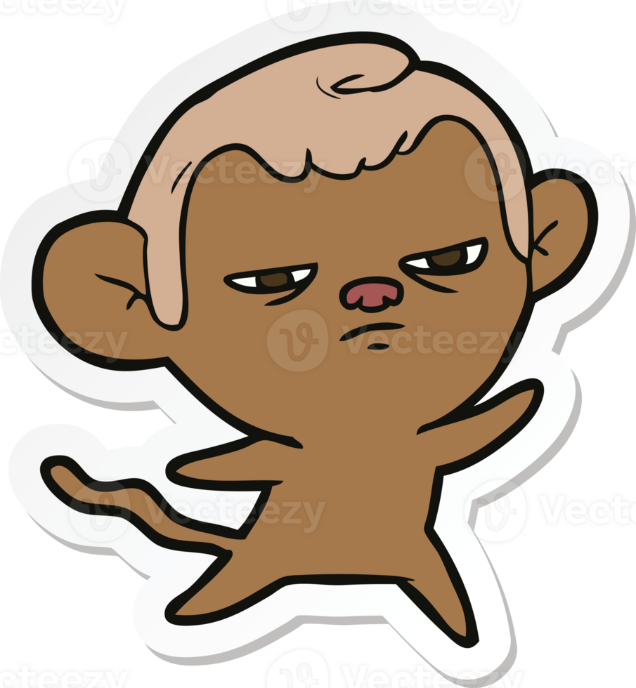 sticker of a cartoon annoyed monkey png