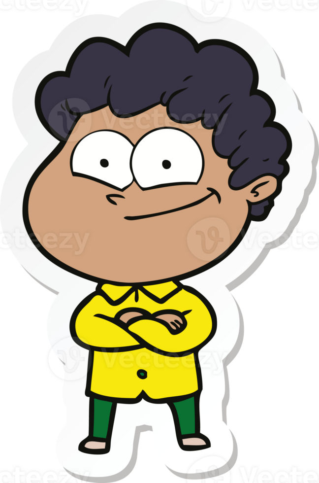 sticker of a cartoon happy man png