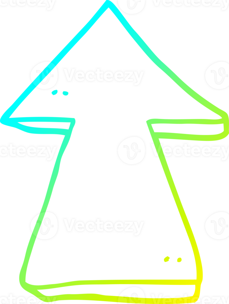 cold gradient line drawing of a cartoon pointing arrow png