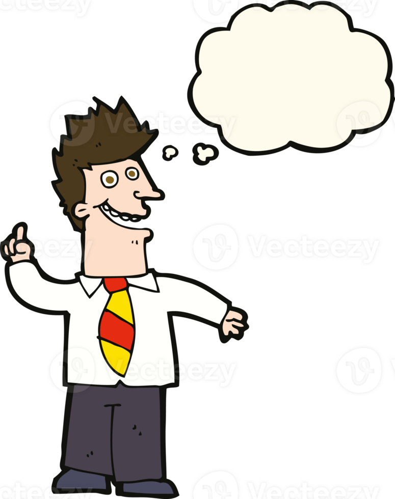 cartoon man with good idea with thought bubble png